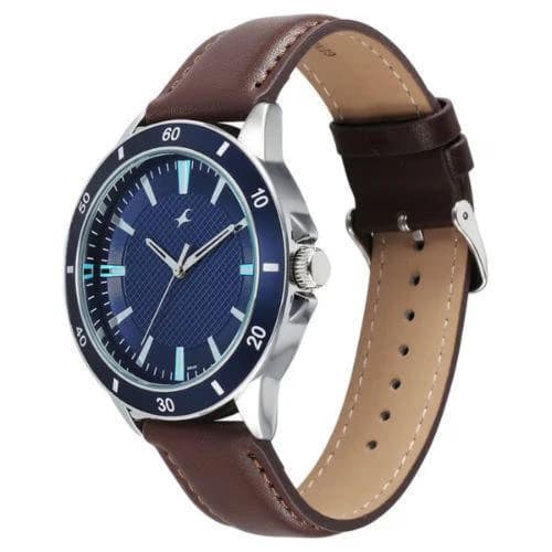 Fastrack 38160SL04 Stunners X Blue Dial Leather Watch For Guys