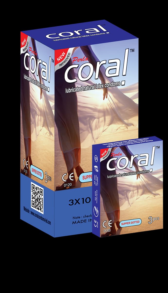 Coral Super Dotted Lubricated Natural Latex Condoms Full Box (30 Pcs)