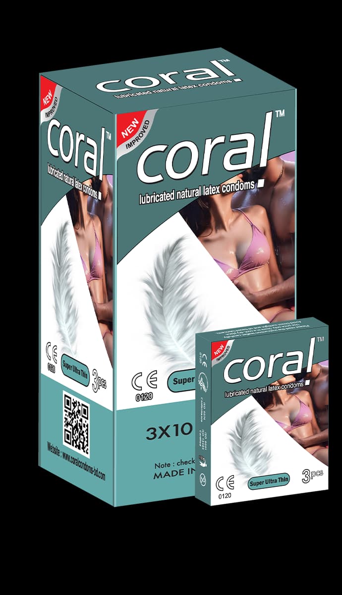 Coral Super Ultra Thin Lubricated Natural Latex Condoms Full Box (30 Pcs)