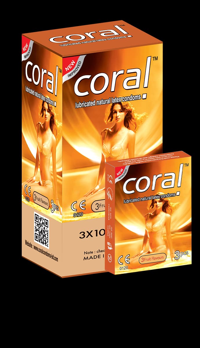 Coral 3 Fruits Flavors Girl Lubricated Natural Latex Condoms Full Box (30 Pcs)
