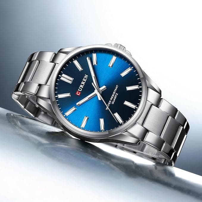CURREN 9090 Couple Quartz Watches For Men Women Stainless Steel Silver Blue