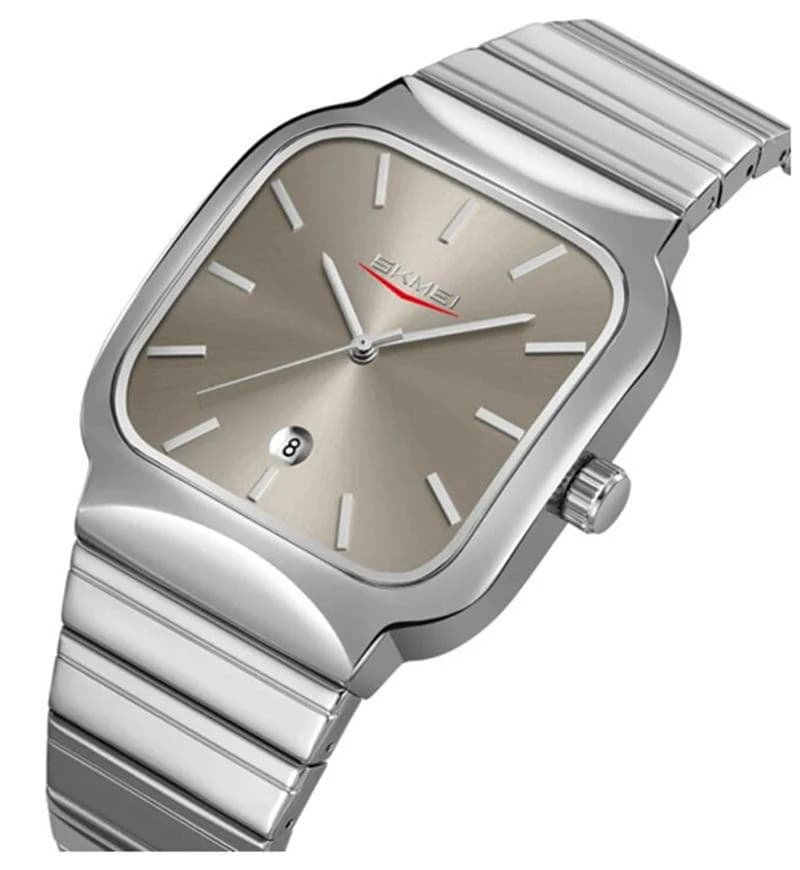 Skmei 9361 Square Quartz Watch for Men- Silver