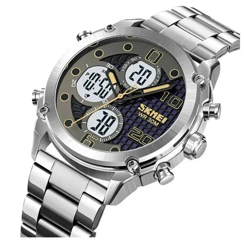 Skmei 1975 Analog Digital Watch for Men- Silver