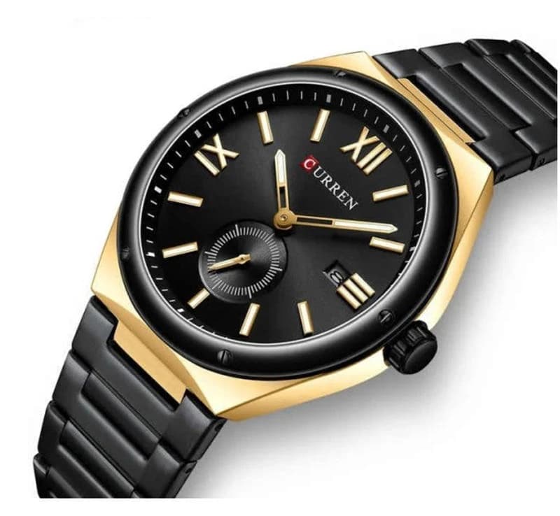 Curren 8471 Luxury Stainless Steel Quartz Watch for Men - Black