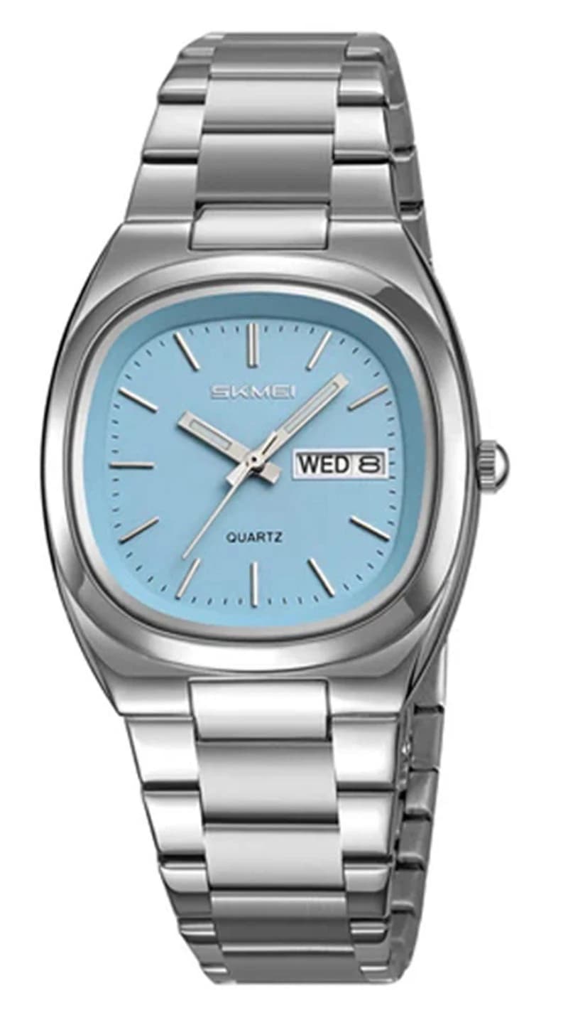 Skmei 2420 Multifunctional Quartz Watch for Men-Silver & Blue