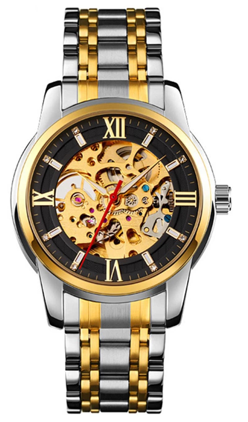 Skmei 9222 Automatic Mechanical Watch for Men- Silver Black