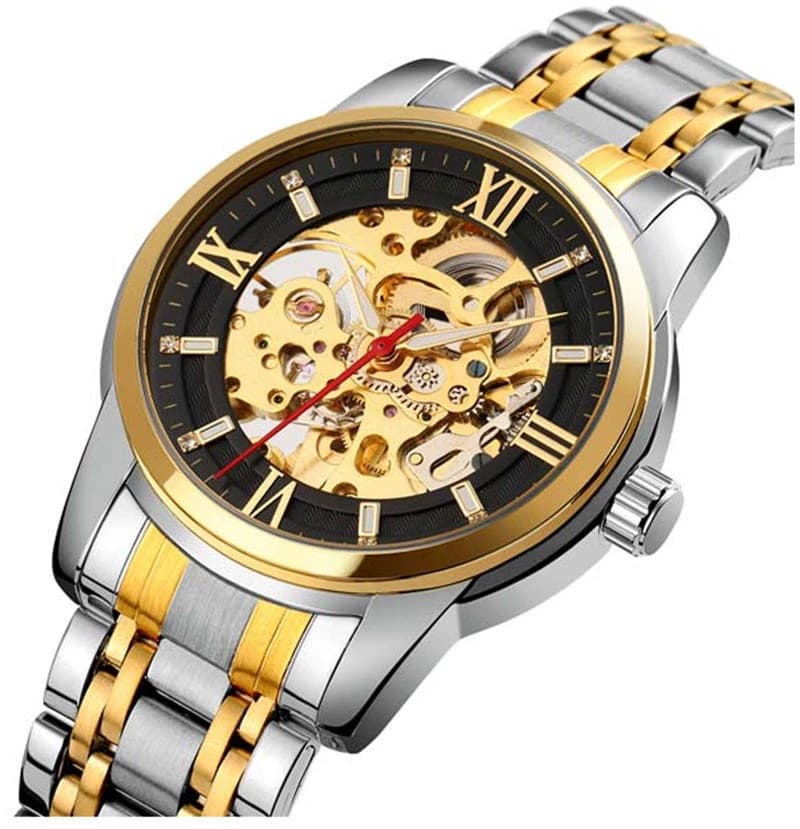 Skmei 9222 Automatic Mechanical Watch for Men- Silver Black