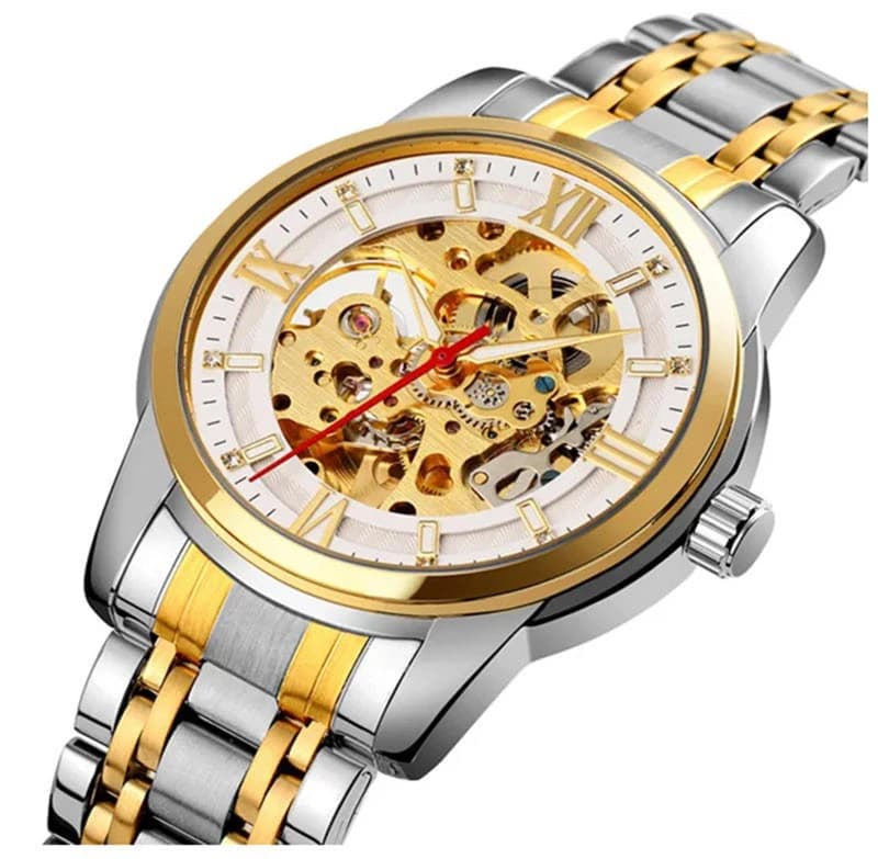 Skmei 9222 Automatic Mechanical Watch for Men- Silver Gold