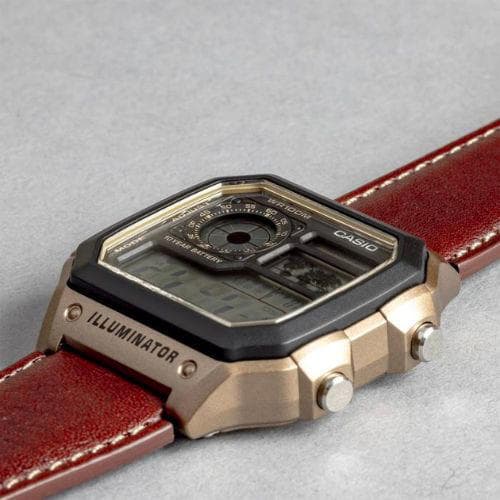 Casio AE-1200WHL-5AVDF World Time Digital Leather Belt Watch