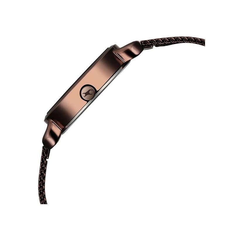 Fastrack 6221QM01F Pulse Analog Brown Dial Stainless Steel Watch for Girls