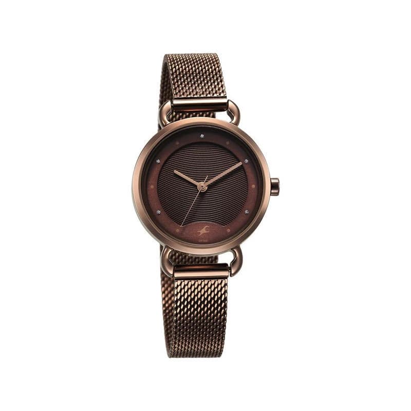 Fastrack 6221QM01F Pulse Analog Brown Dial Stainless Steel Watch for Girls