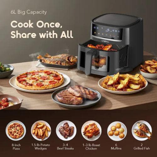 Oraimo NutriFry S1 Ultra 1500W 6L App Control Full Touchscreen Air Fryer (OAF-521A)
