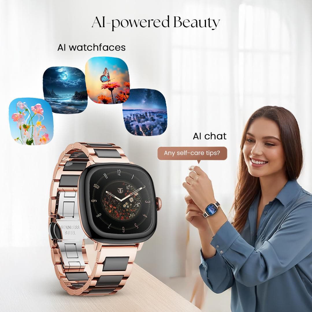 Titan AiRA AMOLED Metal Case Square Display Smart Watch for Women