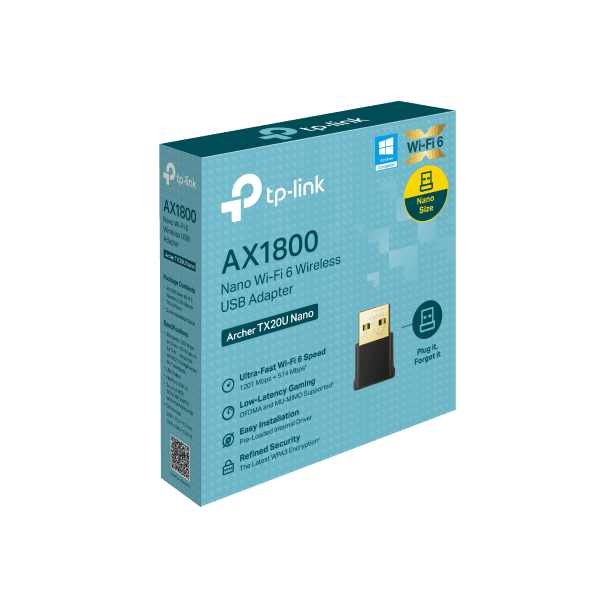 TP-LINK AX1800 Nano Wi-Fi 6 Wireless USB Adapter (Archer TX20U Nano)