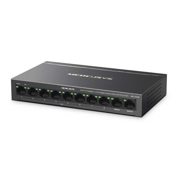 Mercusys MS110CMP 8-Port 10/100 Mbps Plus 2-Port Gigabit Desktop Switch With 8-Port PoE Plus 115W Total PoE Budget
