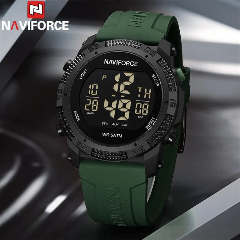 NAVIFORCE 7104 Men's Multi-Function Digital Wristwatch With Date Day Waterproof Silicone Strap Top Brand Luxury Classic Fashion Sports Watch
