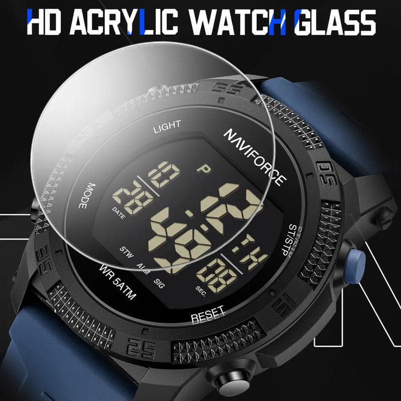 NAVIFORCE 7104 Men's Multi-Function Digital Wristwatch With Date Day Waterproof Silicone Strap Top Brand Luxury Classic Fashion Sports Watch