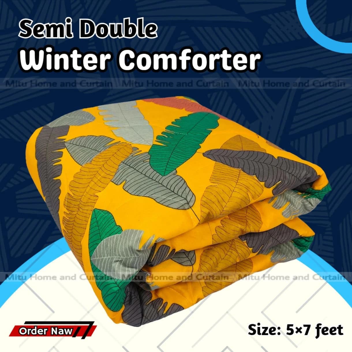 Economic Semi-Double European Cube Style Winter Comforter, 60*84 in / 5*7 ft (Mustard Art)