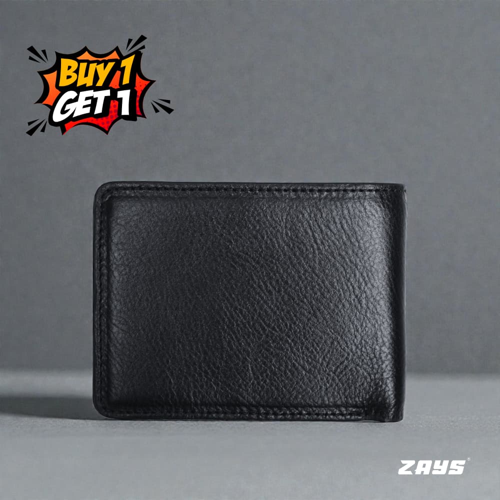 Zays Special Buy1 Get1 Offer - Premium Leather Belt and Wallet - Huge Savings on Quality Leather Accessories (ZSW106-ZMB101-Black)