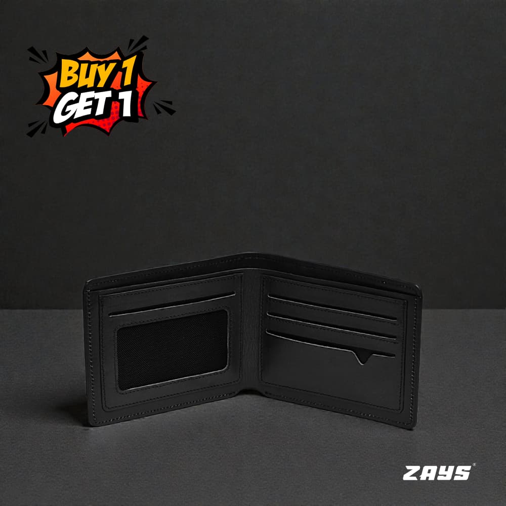 Zays Special Buy1 Get1 Offer - Premium Leather Belt and Wallet - Huge Savings on Quality Leather Accessories (ZSW106-ZMB101-Black)