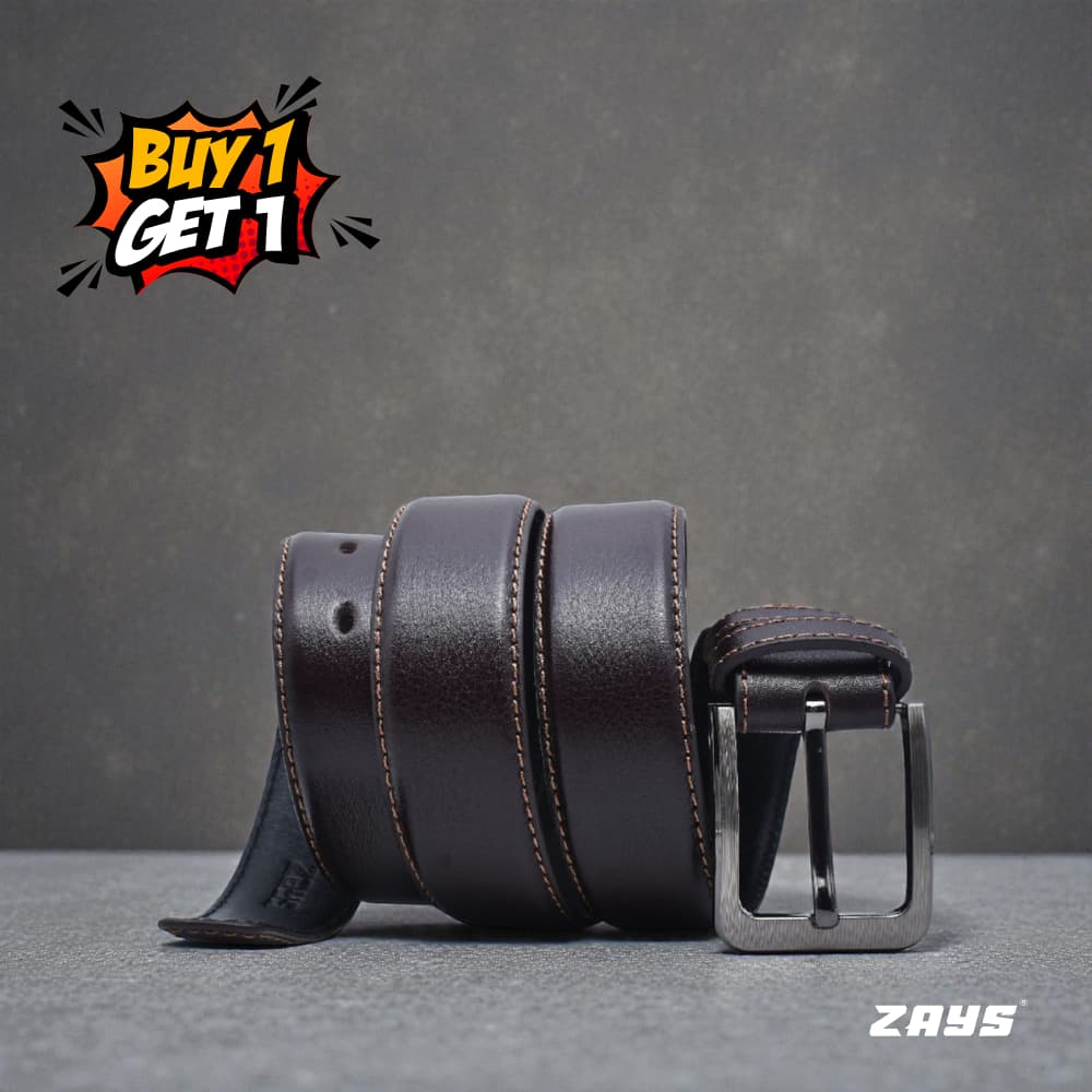 Zays Special Buy1 Get1 Offer - Premium Leather Belt and Wallet - Huge Savings on Quality Leather Accessories (ZSW107-ZMB102-Chocolate)
