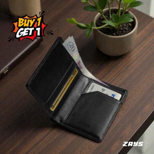Zays Special Buy1 Get1 Offer - Premium Leather Belt and Wallet - Huge Savings on Quality Leather Accessories (ZSW126-ZMB101-Black)