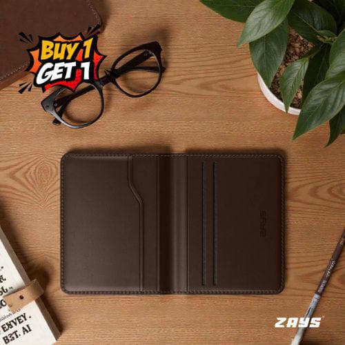 Zays Special Buy1 Get1 Offer - Premium Leather Belt and Card Holder - Huge Savings on Quality Leather Accessories (ZCW108-ZMB102-Chocolate)