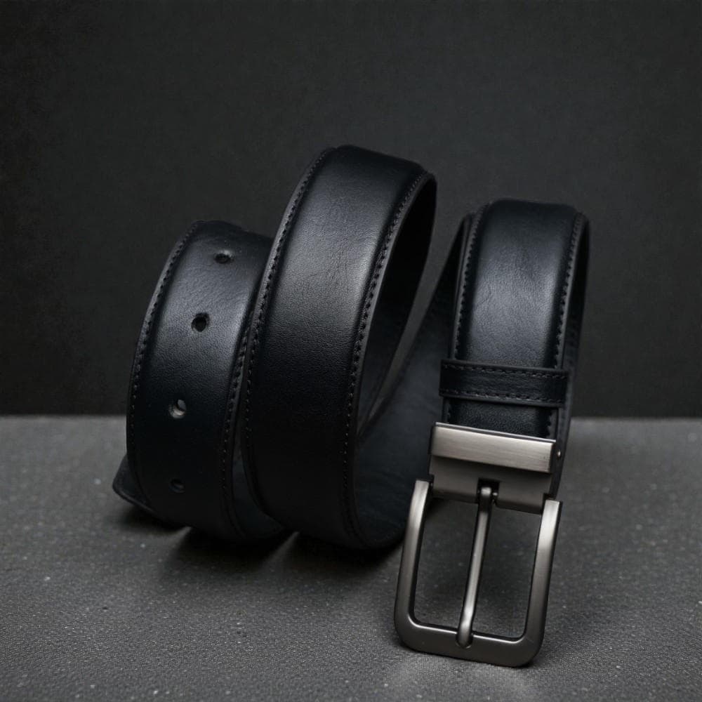 Zays Handcrafted Genuine Leather Belt for Men – Premium Quality, Adjustable, Stylish & Durable (BS103-BC101-Black)