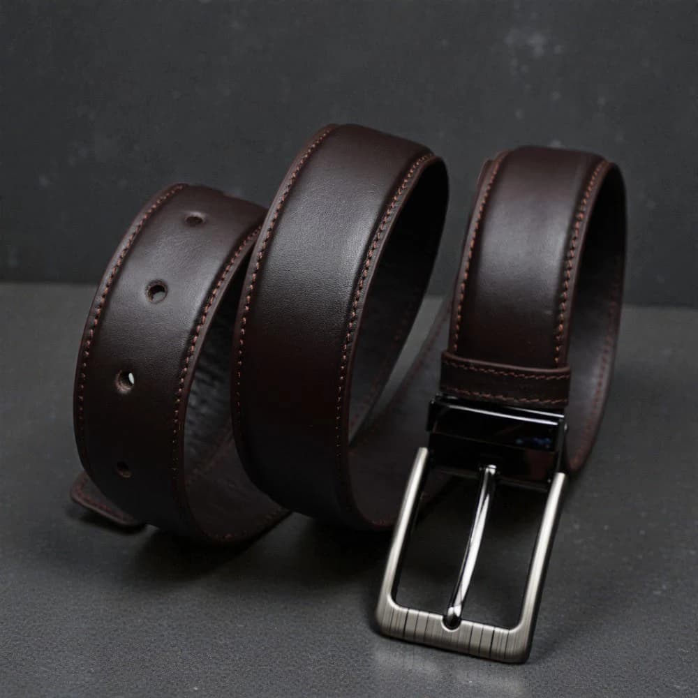 Zays Handcrafted Leather Belt for Men - Full-Grain Cowhide Adjustable Fit Stylish and Long-Lasting Designed for Office Traditional and Casual Use - Sweat-Resistant Anti-Crack Build Ideal for Daily Wear BS104-BC117-Chocolate
