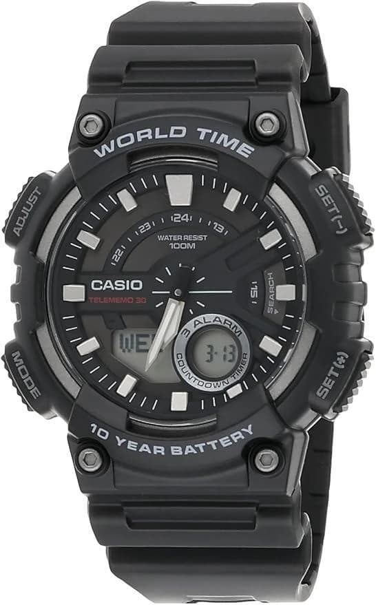 Casio AEQ-110W-1AVDF Dual Time Multifunction Fiber Belt Watch