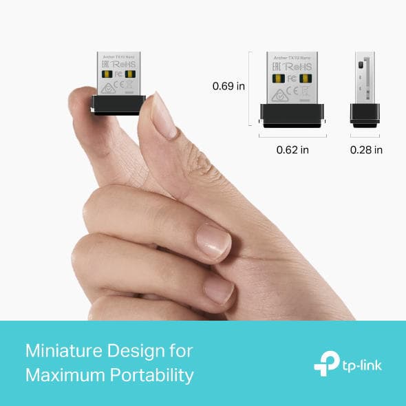 TP-LINK AX300 Nano Wi-Fi 6 Wireless USB Adapter (Archer TX1U Nano)