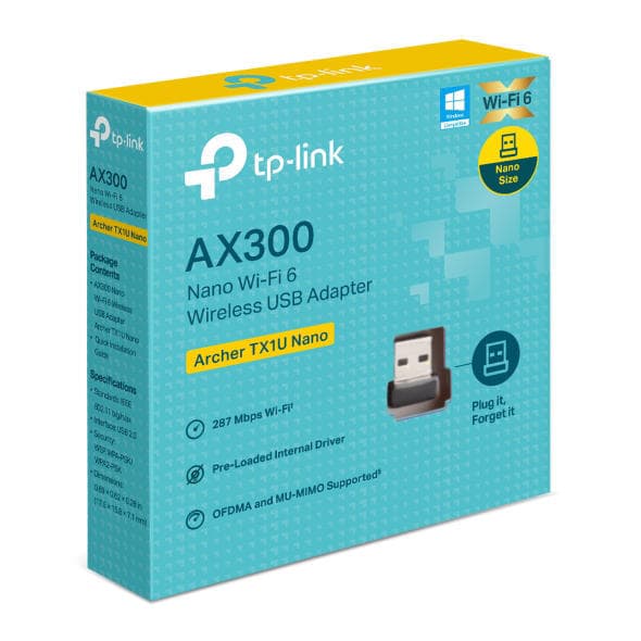 TP-LINK AX300 Nano Wi-Fi 6 Wireless USB Adapter (Archer TX1U Nano)