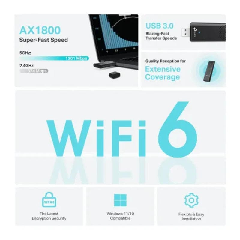 TP-Link Archer TX20U AX1800 Dual Band Wi-Fi 6 USB Adapter