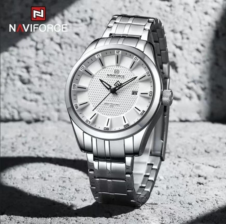 NAVIFORCE 8032 Alloy Quartz watches Stainless Steel strap with 30m waterproof men wristwatch Casual