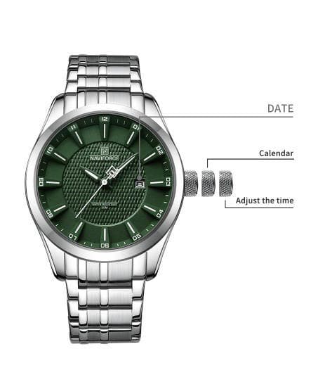 NAVIFORCE 8032 Alloy Quartz watches Stainless Steel strap with 30m waterproof men wristwatch Casual